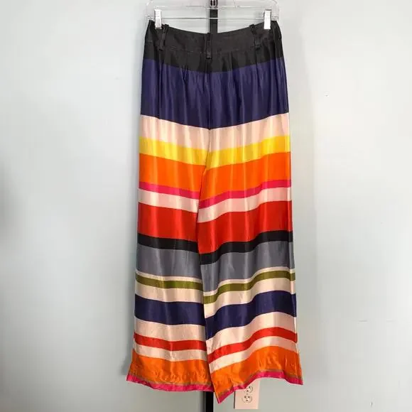 Alice + Olivia Larissa Open Pleat Pants in Rainbow Reef Size 4 - Picture 6 of 9